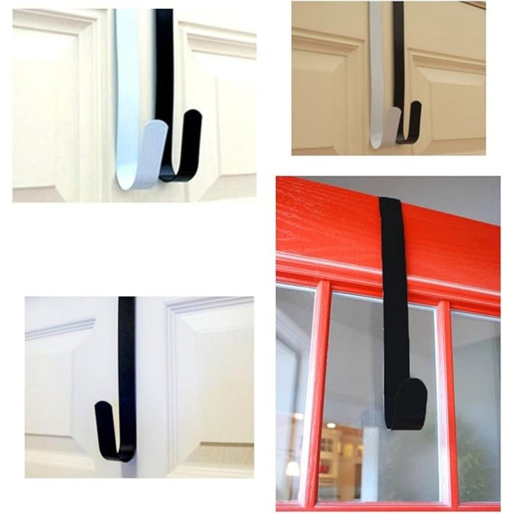 2pcs Over The Door Wreath Hanger Metal Hook for Christmas Wreaths Seasonal Decor Wreath Holder