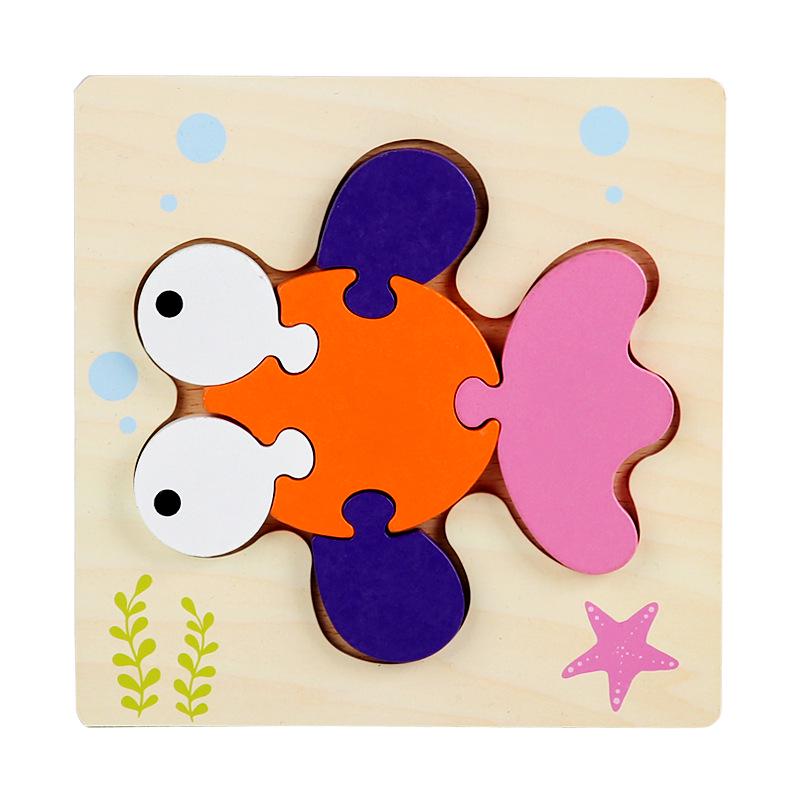 Children's 3D Wooden Animal Puzzle Board - Educational Toy for Early Learning
