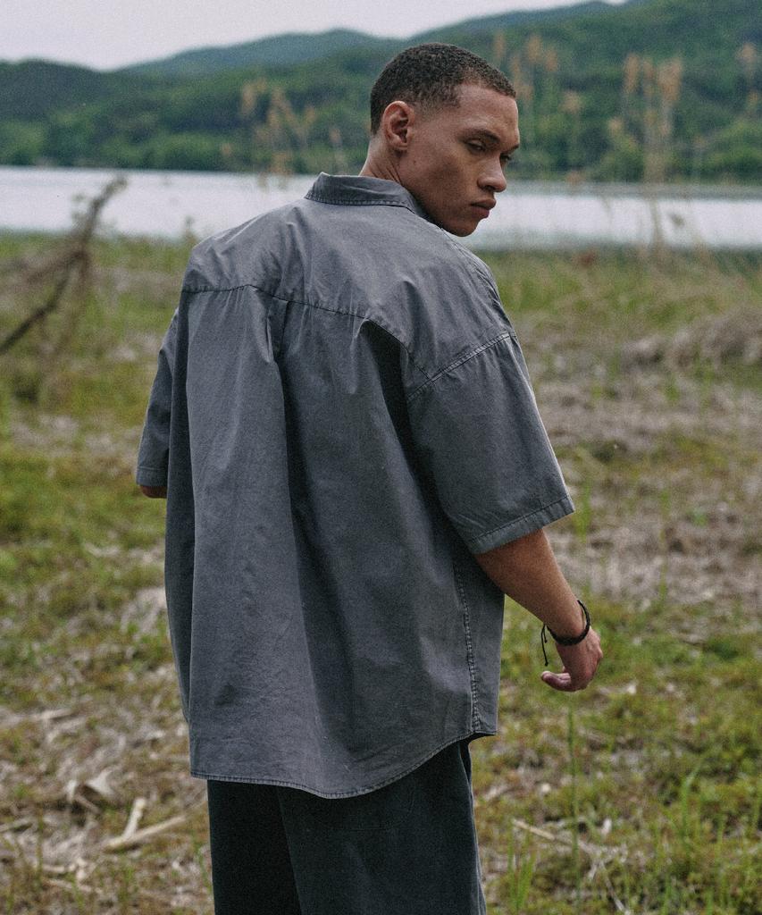 FAKE CAMPER Vintage Pigment Short Sleeve Shirt [Chacoal]