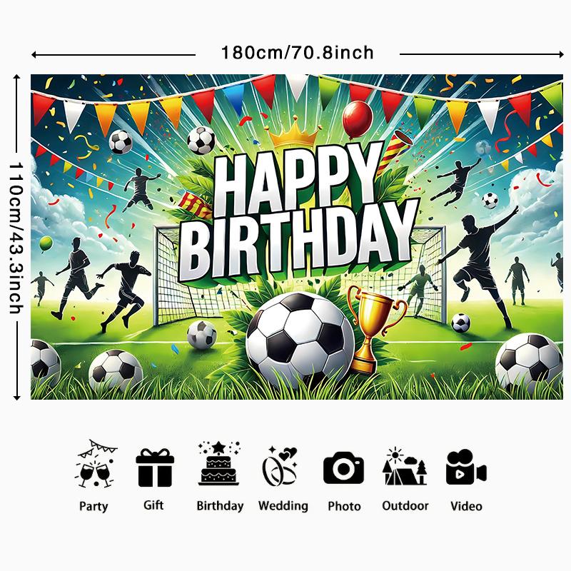 2D flag football themed birthday background with trophies and crowns, perfect for sports themed celebrations