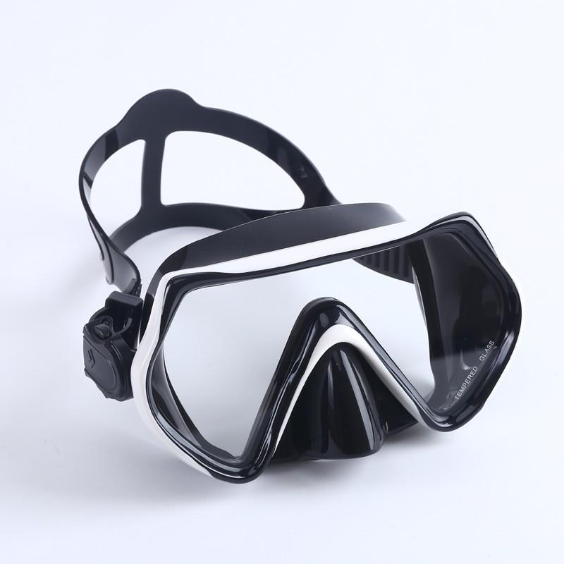 Snorkel Mask Set Anti-Fog Scuba Diving Goggles With Dry Top Breathing Tube Tempered Glass Lens Adult Size Swimming