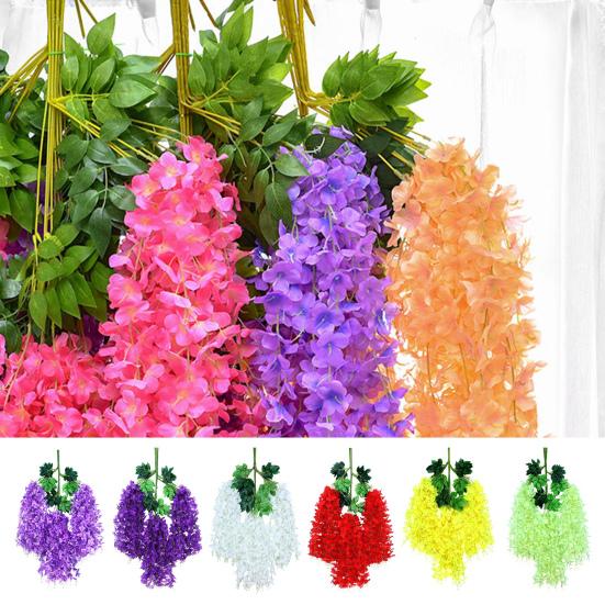 12 шт. искусственных цветов глицинии, устойчивых к ультрафиолетовому излучению, искусственные цветы глицинии, подвесные искусственные цветы, виноградная лоза для патио, вечеринки, украшения для дома и интерьера