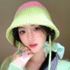 Французские соломенные шапки с ремешками в тон цвета для женщин, весна-лето, путешествия, универсальные, модные, солнцезащитные, свежие, зеленые, полые, панамы