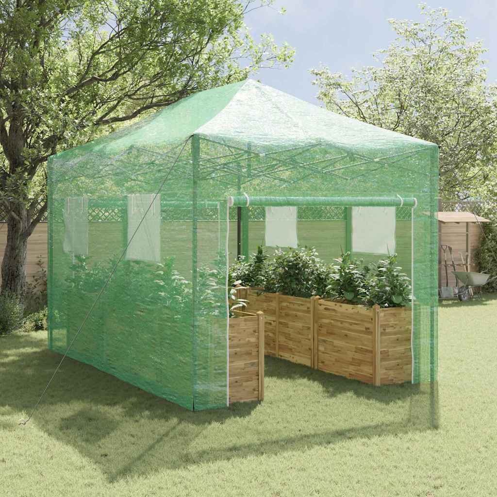 Pop up Greenhouse with Frame Green 280 x 410 x 315 cm Iron