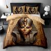 Egyptian Mythology Pharaoh Relief Totem 3D Print Bedding Set for Teens Adults Style Bed Cover Soft Home Polyester Quilt Cover