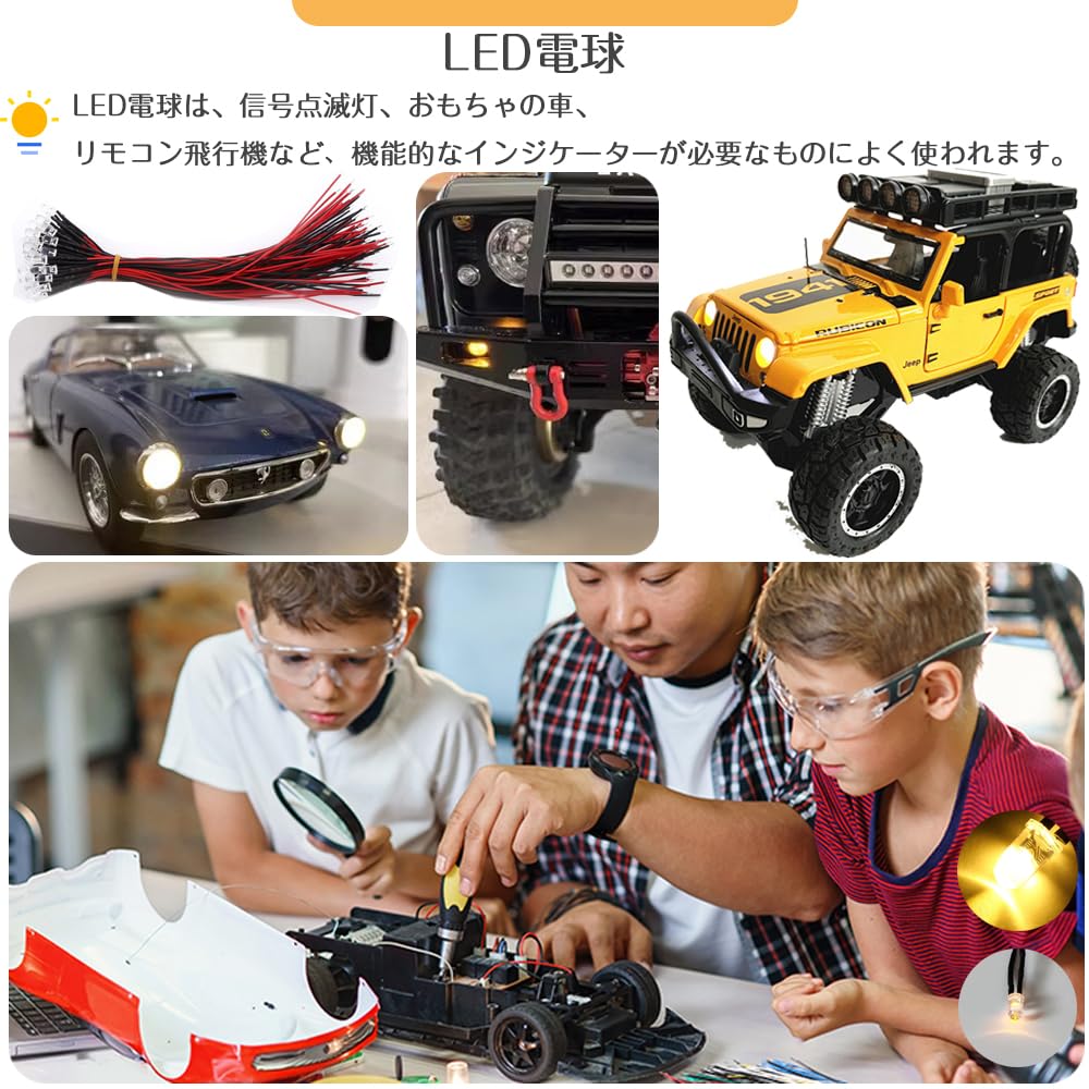 Pack of 20 5mm F5 LED Chip with and Resistor for Diorama Universal DIY Train Building Color Model Advertising Digital and More Yellow Bulbs, Compact,