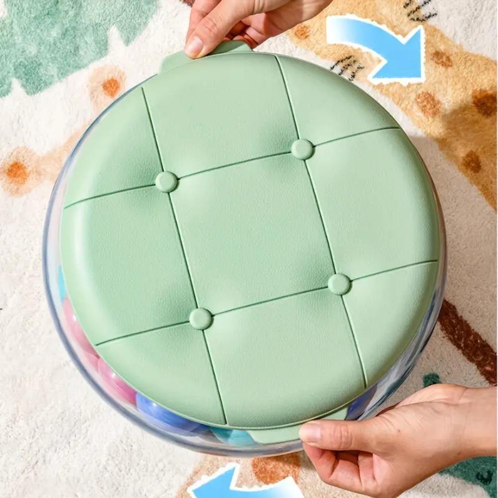 Portable Storage Box Stool Transparent Children Storage Bench Plastic Round Stool Living Room