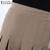 ZANZEA Женские повседневные брюки с высокой талией и плиссированными карманами, однотонные широкие брюки