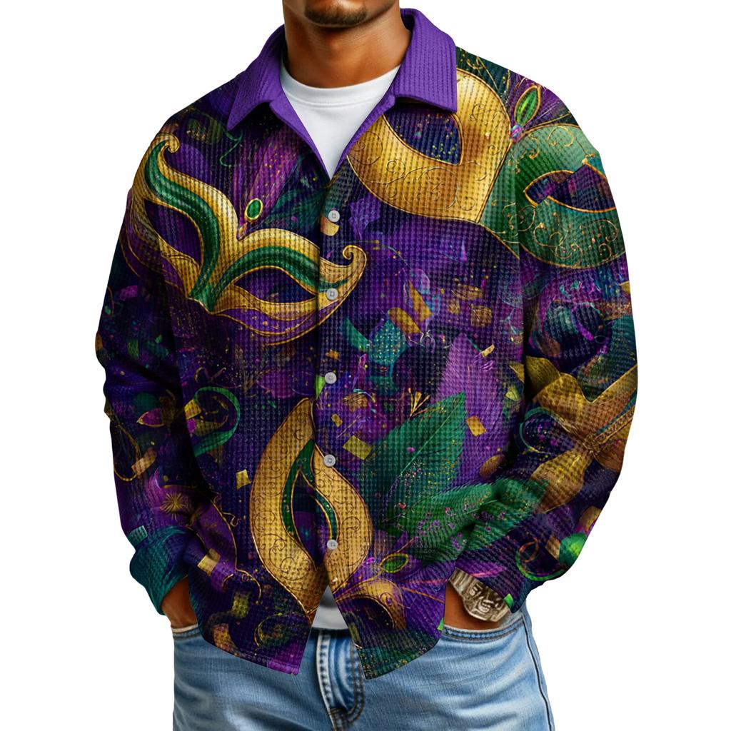 Мужская повседневная рубашка с длинным рукавом на пуговицах