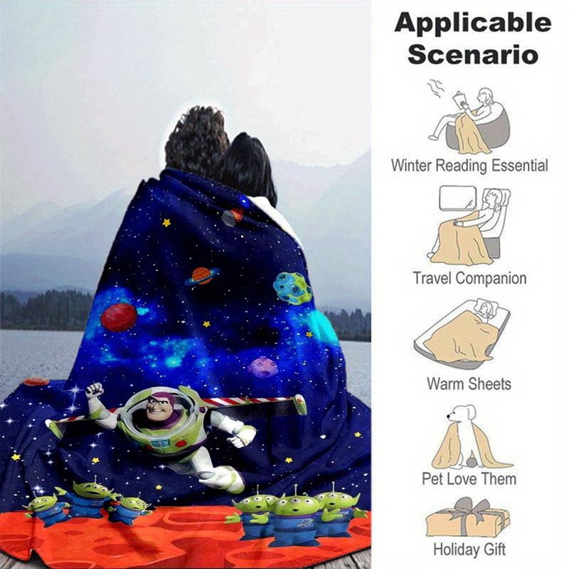 1pc Buzz Lightyear Printing Blanket - Soft, All-Season Throw for Office Blanket, | Personalized Gift with Adorable Cartoon Design