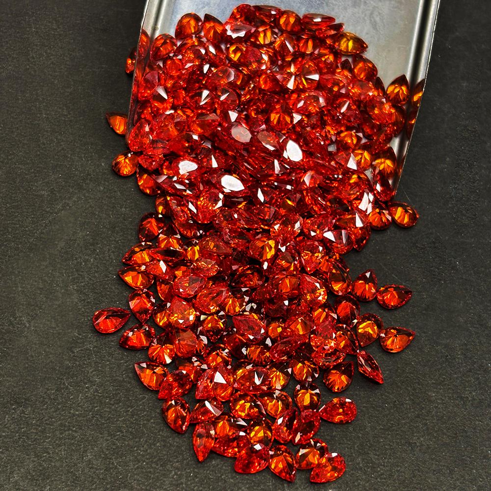 Natural Orange Sapphire Loose Gemstone 7x5 mm 6 pcs Pear Cut Lot September Birthday Birthstone