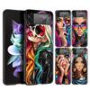 Жесткий ПК чехол для телефона Samsung Galaxy Z Flip 7 6 5 4 Черная крышка для Galaxy Z Flip 3 Складной противоударный Capas Горячие девушки Fundas