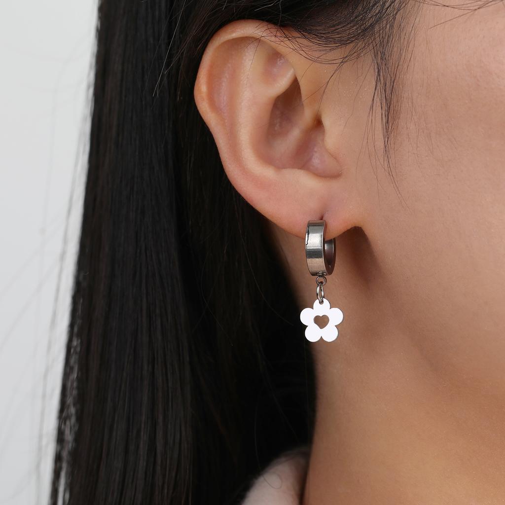 Cazador Gold Color Sakura Flower Pendant Earrings for Women Stainless Steel Jewelry Drop Earrings Mother's Day Gift