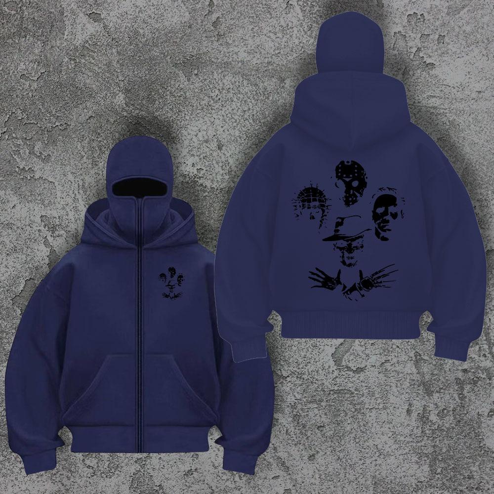 Трендовый бренд Бархатный двойной капюшон Уникальный дизайн Толстовка с капюшоном для осени и зимы, Новая унисекс свободная толстовка Y2K