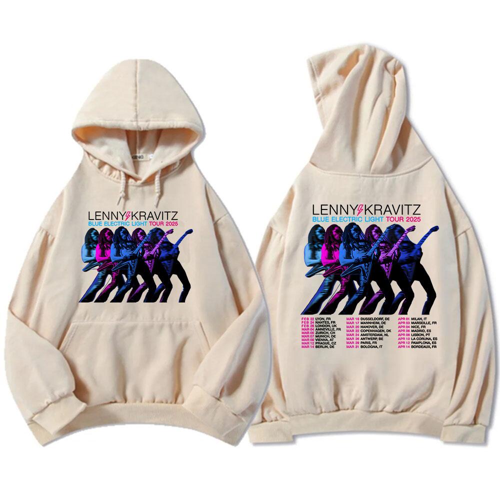 Lenny Kravitz Blue Electric Light Tour 2025 Толстовки с капюшоном Rock Rapper Graphic Print Sweatshirt Heavy Mental Fashion Unisex Streetwear