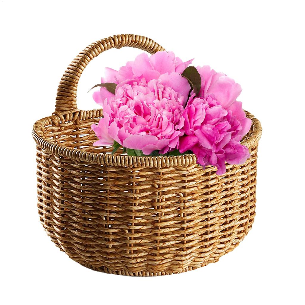 Wall Basket Handmade Home Organization with Handle Door Flower Basket for Outdoor Garden Kitchen Room Mail Plant Entryway Home
