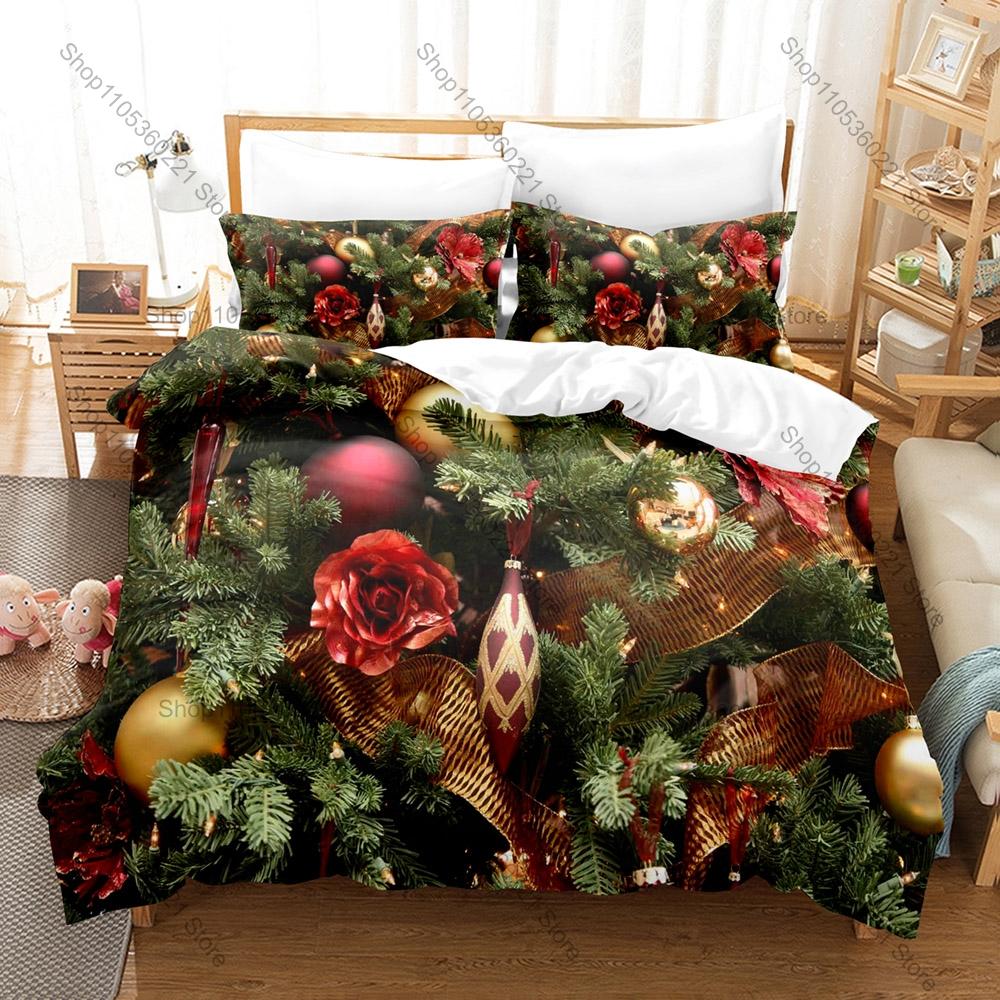 Cozy Winter Xmas Enchanting Glowing Christmas Lights Full Printed 3PCS Bedding Duvet Cover 2 Pillowcases Family Home Decoration