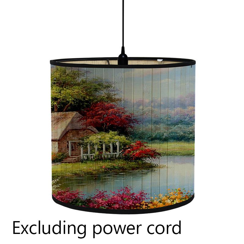 Абажур с цветочным принтом птицы, складной ретро бамбуковый абажур, абажуры ручной работы с зелеными растениями