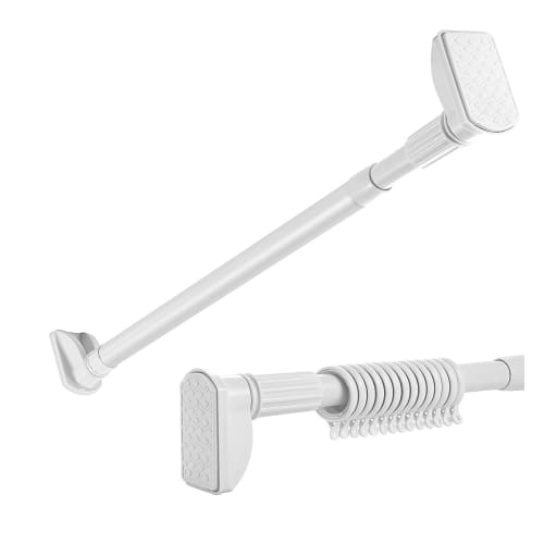 TIUKIEY Heavy-Duty Tension Rod, 3.5m+, 410cm, Outdoor, Includes 20 Curtain Rings, 4.1m, White (32mm Diameter, Width: 245-410cm, 1 White Rod)