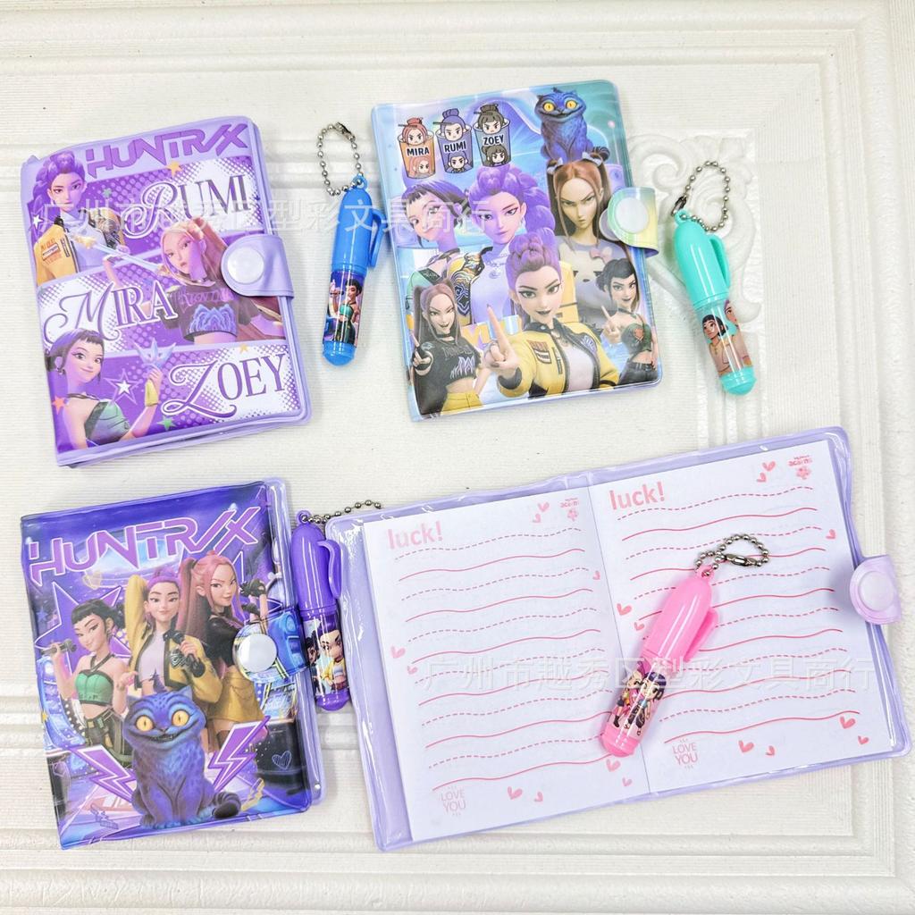 1/4PCS Kpop Demon Hunters Mini Notebook With Ballpoint Pen Anime Stationery Supplies Student Gifts 10.5*8cm