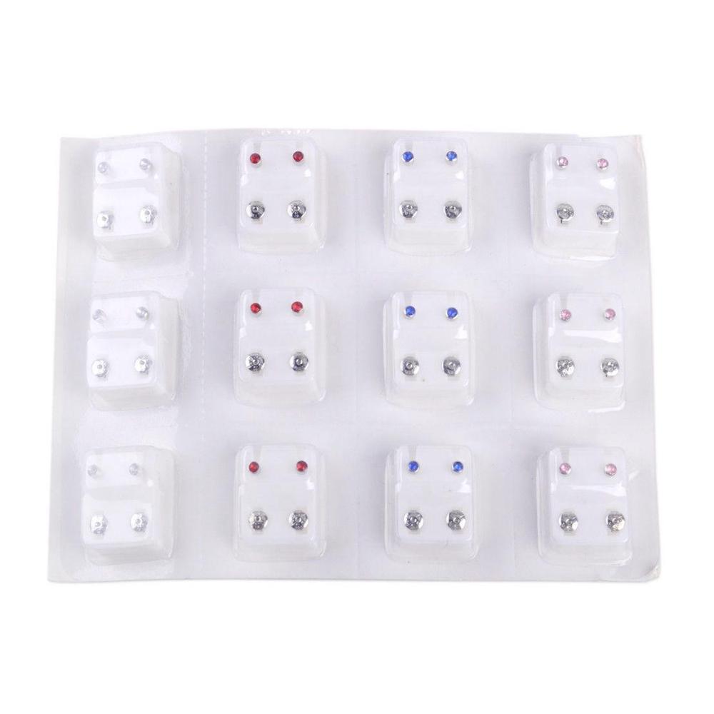24 шт стальные хирургические серьги-гвоздики для пирсинга ушей для инструмента для пирсинга