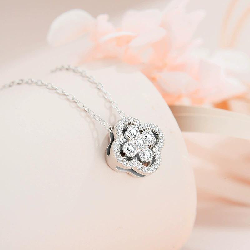 Ожерелье из стерлингового серебра S925 Super Fairy с четырьмя листьями и цирконием, женское, легкое, роскошное, изысканное, нишевый дизайн, универсальная цепочка с цветком на ключицу