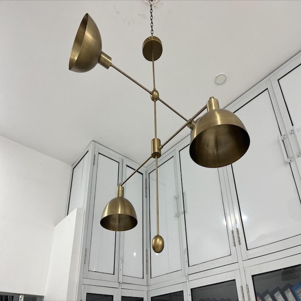 Люстра на 4 лампы, современный светильник из необработанной латуни, люстра в стиле середины века Stilnova, линейный светильник