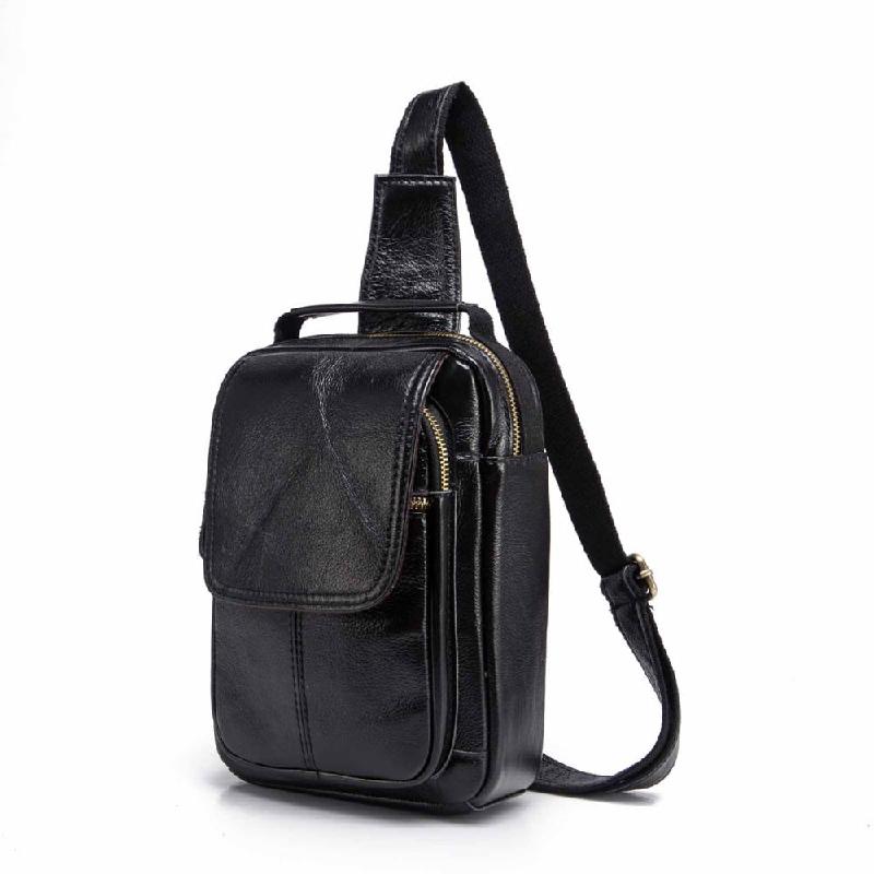 Мужская качественная кожаная повседневная модная треугольная сумка на ремне на груди 8 "Дорожная дизайнерская сумка для планшета на одно плечо Мужская сумка через плечо