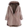 Plus Size Winter Warm Women Vintage Plaid Asymmetrical Button Hooded Outwearcoat