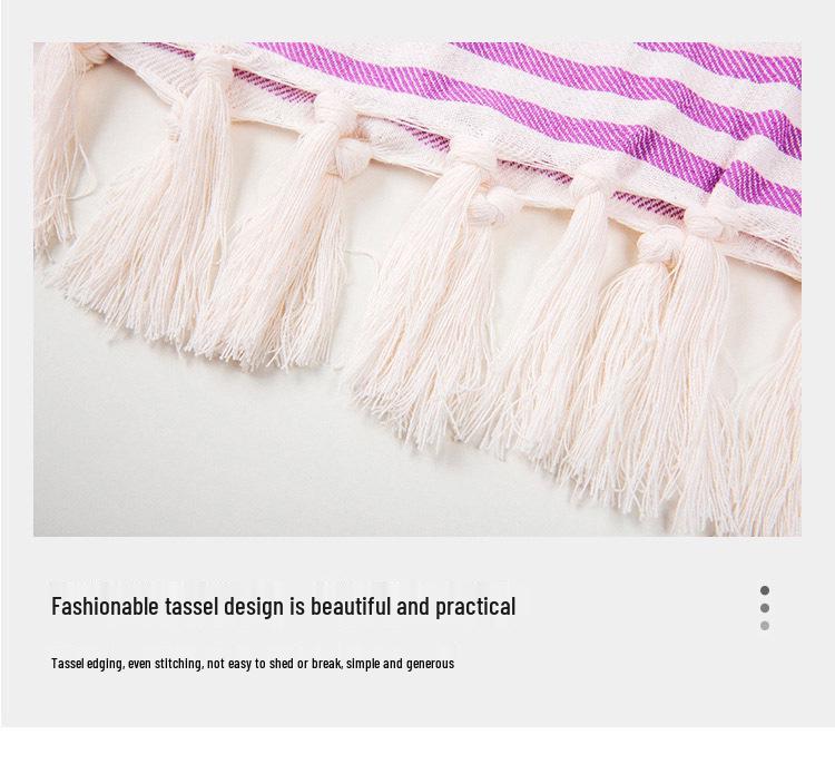 Очень большое полосатое полотенце-шаль для турецкой бани и пляжа с кисточками