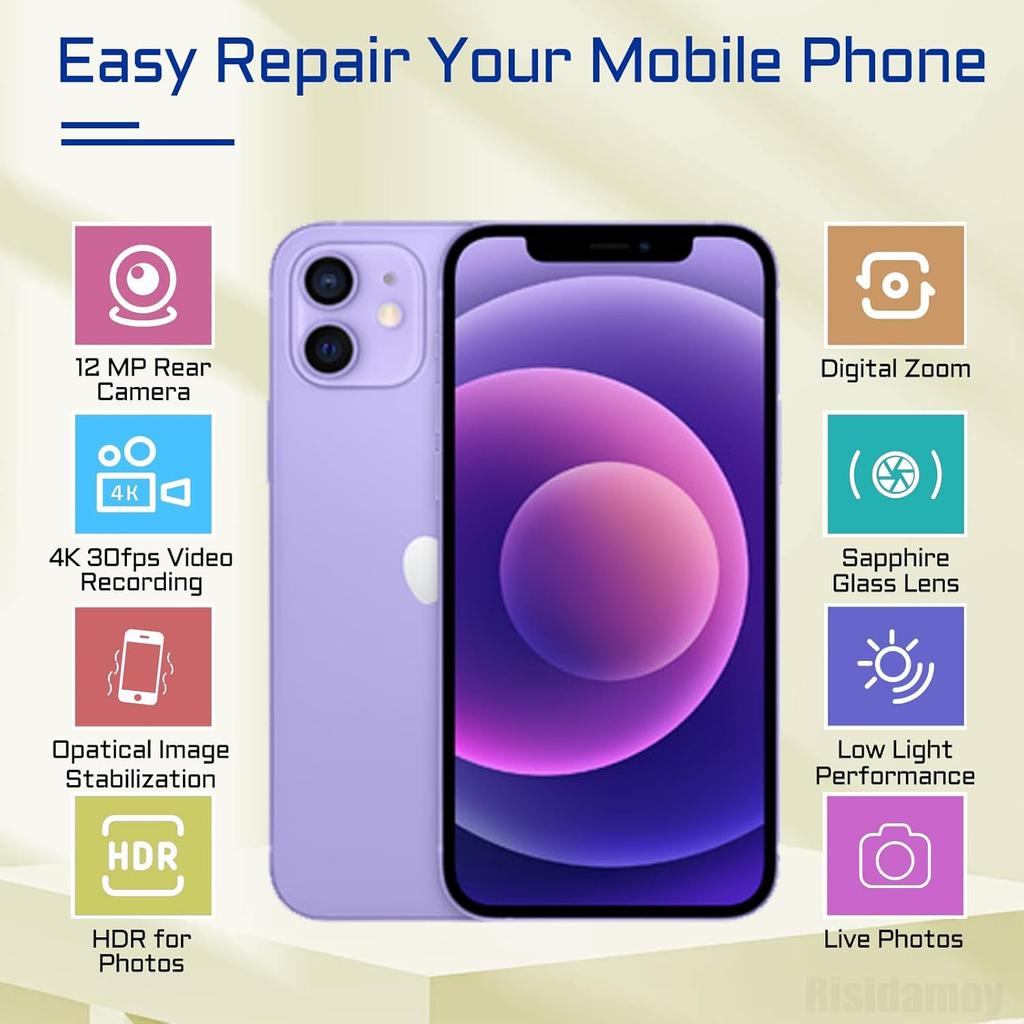 Для iPhone 12 Оригинальный модуль замены основной задней камеры 12 МП Запасные части задней камеры с ультраширокоугольным объективом OIS HDR Фотографии Видео 4K Шлейф Ремонт