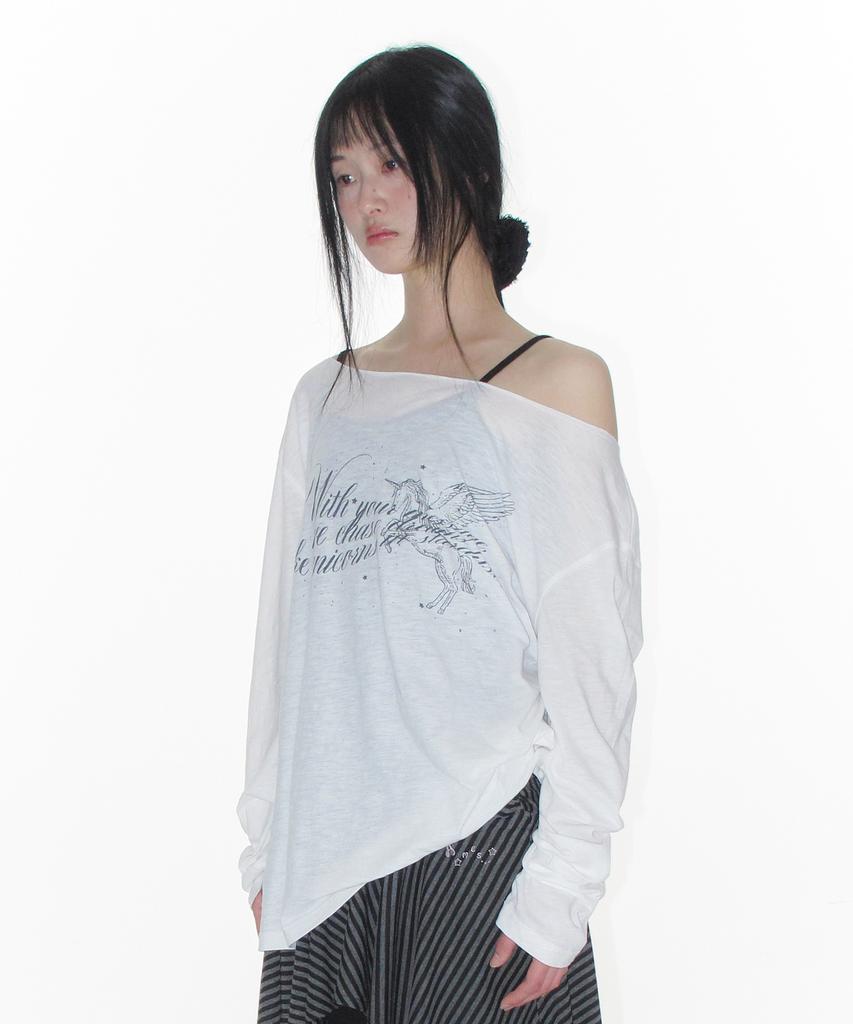 AMES-WORLDWIDE Unicorn Sheer Ls Tee Ivory