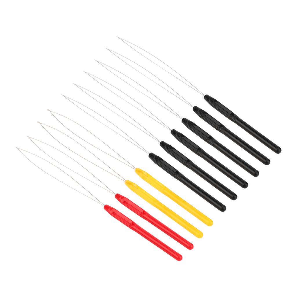 10 шт. Петлевой нитевдеватель Пластиковая ручка Прочный металл Глянцевый Легкий Петля для наращивания волос