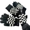 Осень и Зима Студенческие Плюшевые Перчатки в Клетку Милые Теплые Шерстяные Вязаные Перчатки Сенсорные Перчатки для Пары
