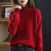 Women's Autumn Winter Turtleneck Sweater Pullover Outer Wear Winter Cable-Knit Thick Woolen Base Layer Top