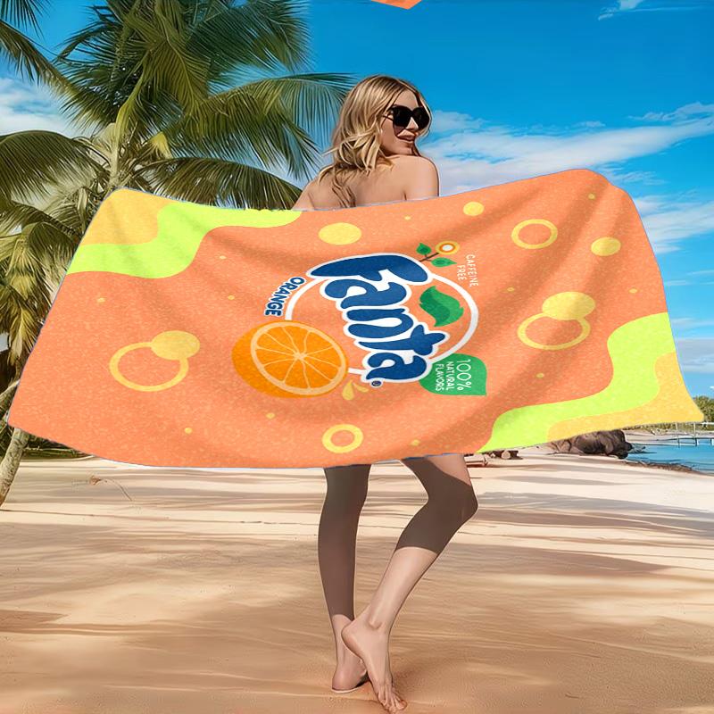 Пляжное полотенце Fanta Orange Refreshment, Быстросохнущее, Легко в уходе, Подходит как для занятий фитнесом, так и для пляжного отдыха, Спортивный незаменимый аксессуар