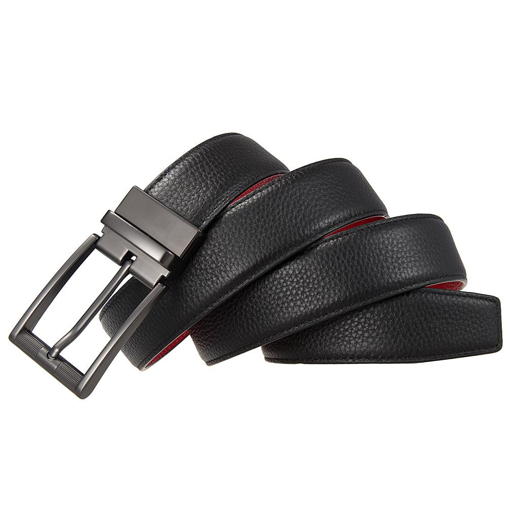 Модный перфорированный ремень, ремень из коровьей кожи первого слоя, ремень с пряжкой для мужчин Ly35-25935-5