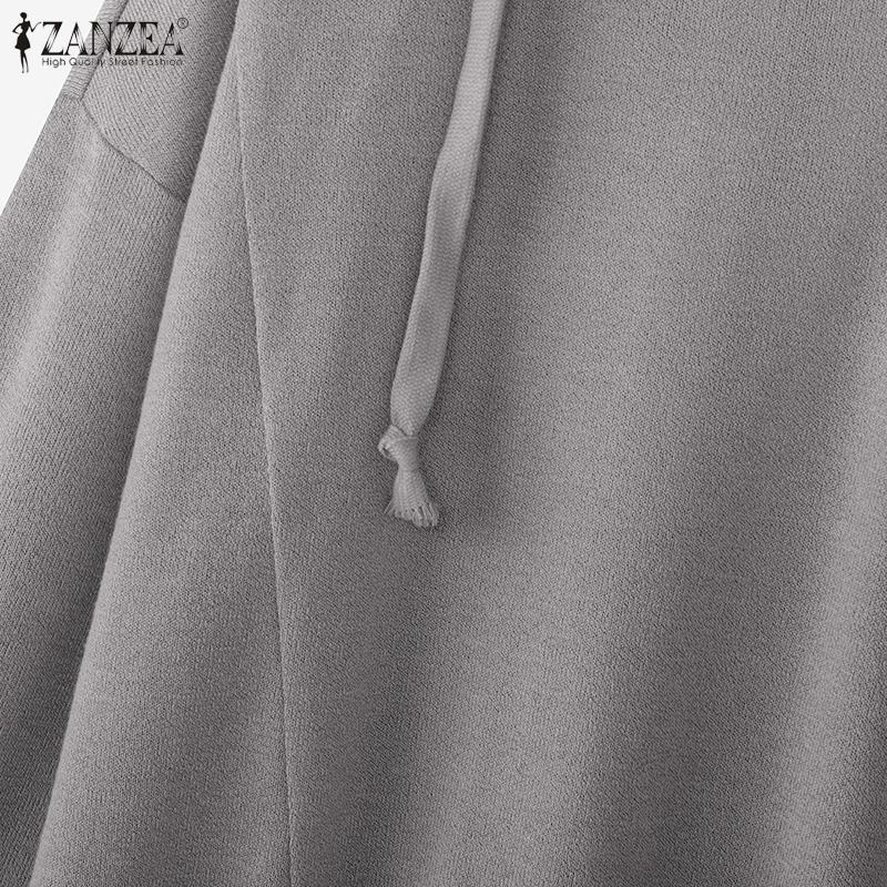 ZANZEA Women Casual V-Neck Long Sleeve Autumnn Pullover Thin Hoodies