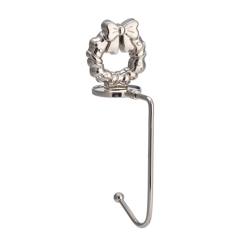 Нержавеющий рождественский каминный крючок для носка, декоративный рождественский дверной венок, подвесной крючок