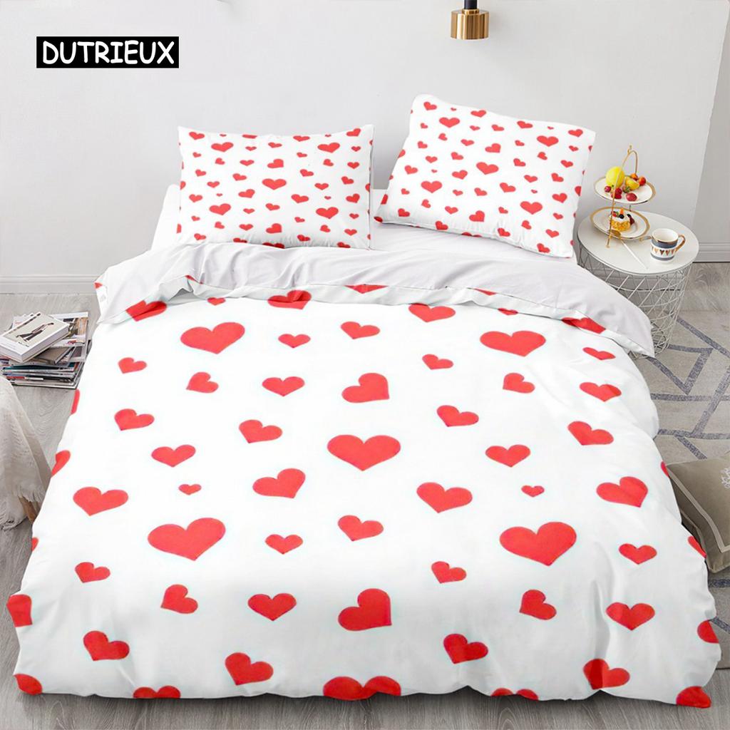 Красный пододеяльник с сердечками для любви, роскошный комплект постельного белья в романтическом стиле для пары, подарки на День святого Валентина для подруги, украшение спальни