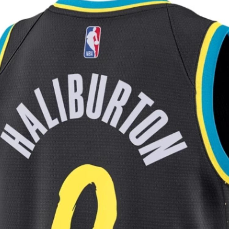 Nike Футболка баскетбольная без рукавов унисекс SW Fan Edition 23-24 сезона Haliburton Pacers с буквенным принтом и номером 0, повседневная, черная DX8504-010