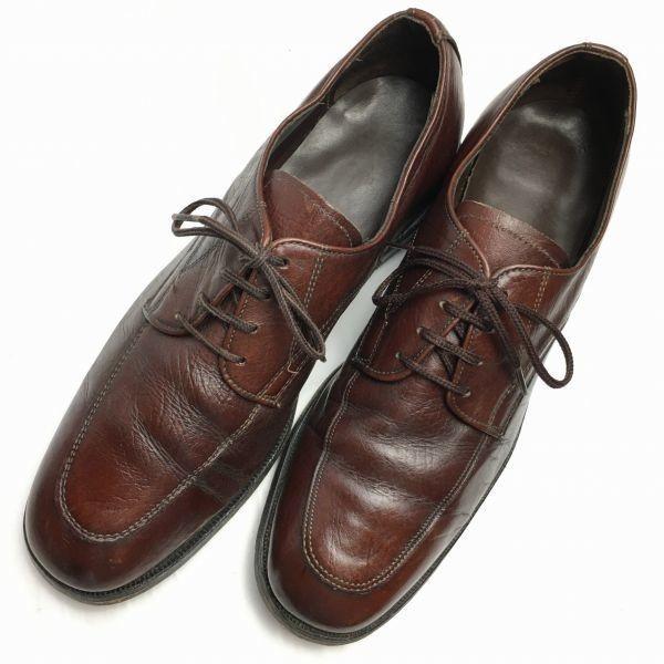 60s-70s Vintage Leather U-Tip Business Shoes Size 9D 26.5-27.0 Brown USA Made(USED)