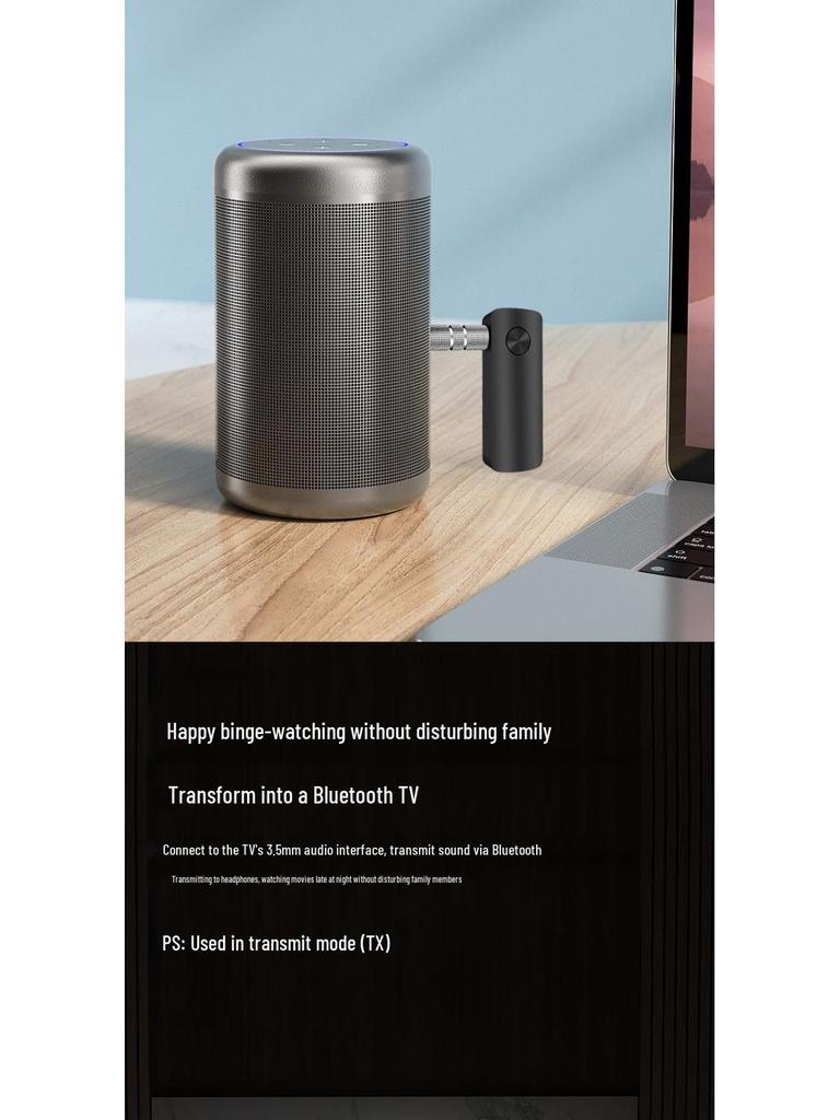 Bluetooth 5.3 Car Transmitter & Receiver - Hands-free Wireless 3.5mm AUX Audio Adapter