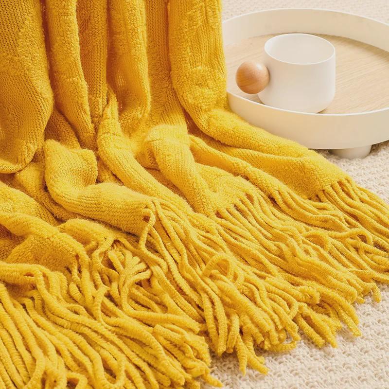 Вязаный жаккардовый плед в американском стиле для дивана, офиса, сна или путешествий