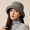 Autumn Winter British Retro Fisherman Hat Women's Travel Curl Felt Hat Basin Hat