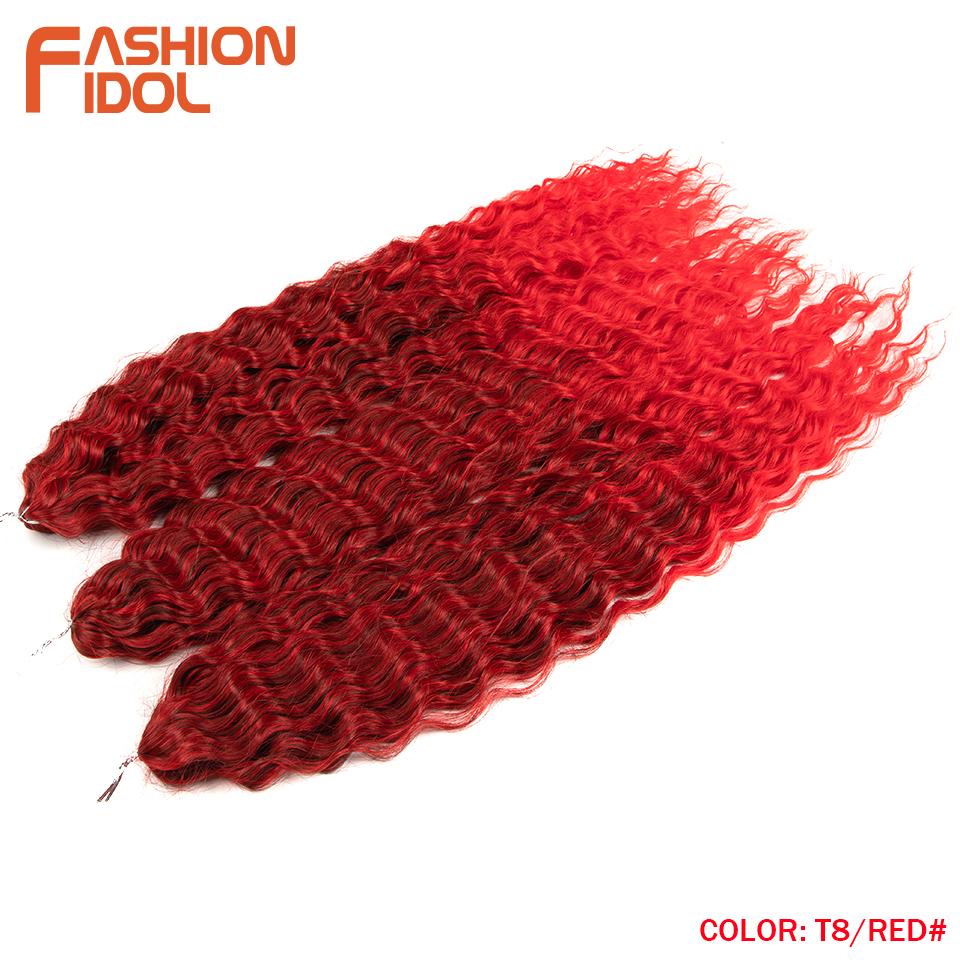 FASHION IDOL Ariel Twist Crochet Hair Synthetic 22 Inch 3 PCS Water Wave Hair Extensions Ombre Rainbow Color Braid Curly Hair