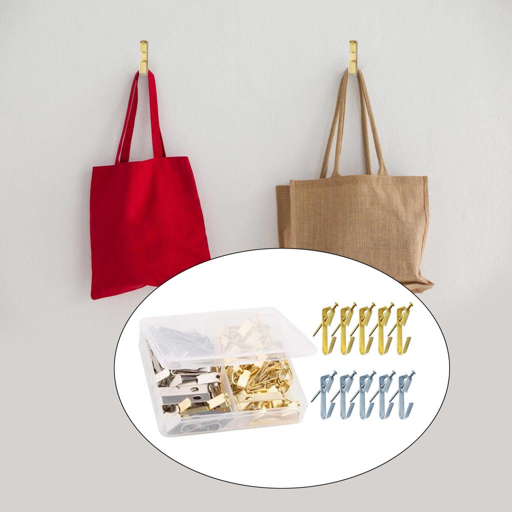 40Pcs Metal Picture Hangers with Nails Heavy Duty Picture Hanging Hooks Hardware Picture Hanging Kits On Wood/Drywall