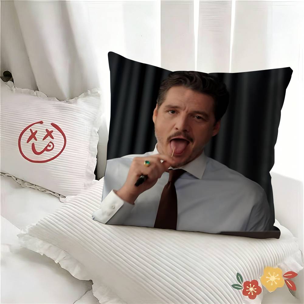 pc Funny Movie Figure Pedro Pascal Pillow Case Fashion Square Pillowcase Bedroom Sofa Room Ins Decoration Leisure