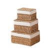 Hand-woven Storage Baskets with Lid/Liner Desktop Sundries Organizer  for Closet Shelf