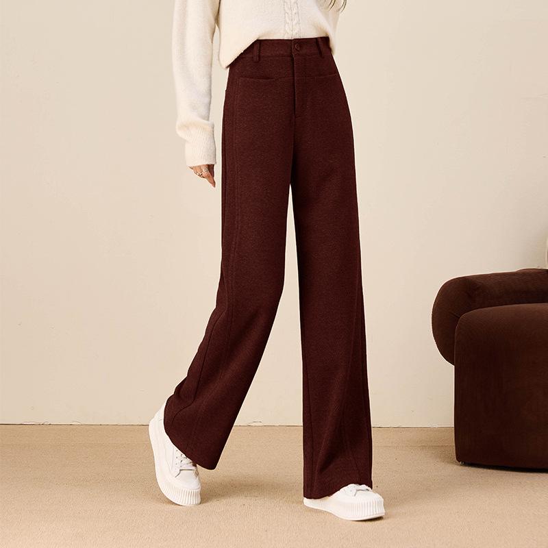 Winter thick drape high-waisted straight-leg pants that conceal flesh and slim casual pants, loose women's pants that are versatile